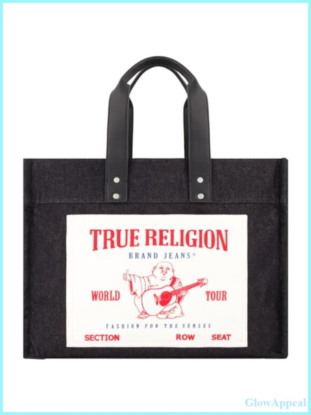 True Religion Large Canvas Tote Bag Travel Carryall Shoulder Handbag